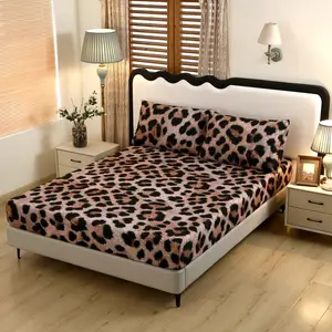 3 Pieces Cheetah Print Fitted Bed Sheet Twin, Leopard Print Fitted Sheet Deep Pocket, Cozy Microfiber for Boys,Girls,Man and Woman (no Velvet, Just Velvet Look)
