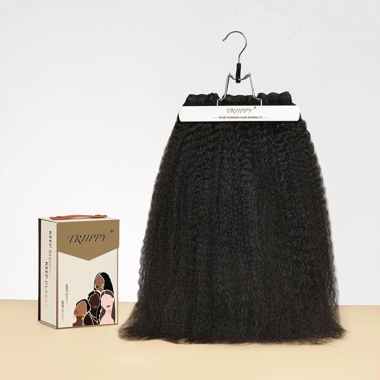TRIIPPY Raw Kinky Straight Bundles Human Hair,100% Cambodian Raw Hair Sew in Weave Double Drawn 3 Bundles(18 20 22 Inches),3X Lasting And Durable Over Virgin Hair Bundles,No.1 Raw Hair Brand On Amazon