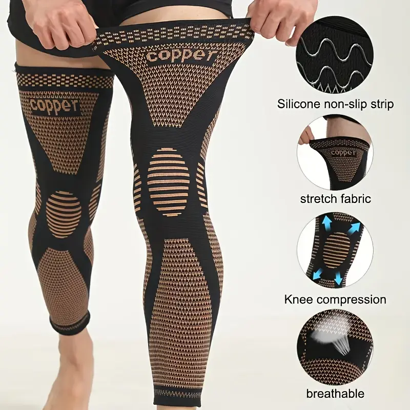 2pcs Unisex Compression Knee Sleeves, Full Leg Support. Knitted with and Anti-Breathability & Elasticity; Hand Wash Only