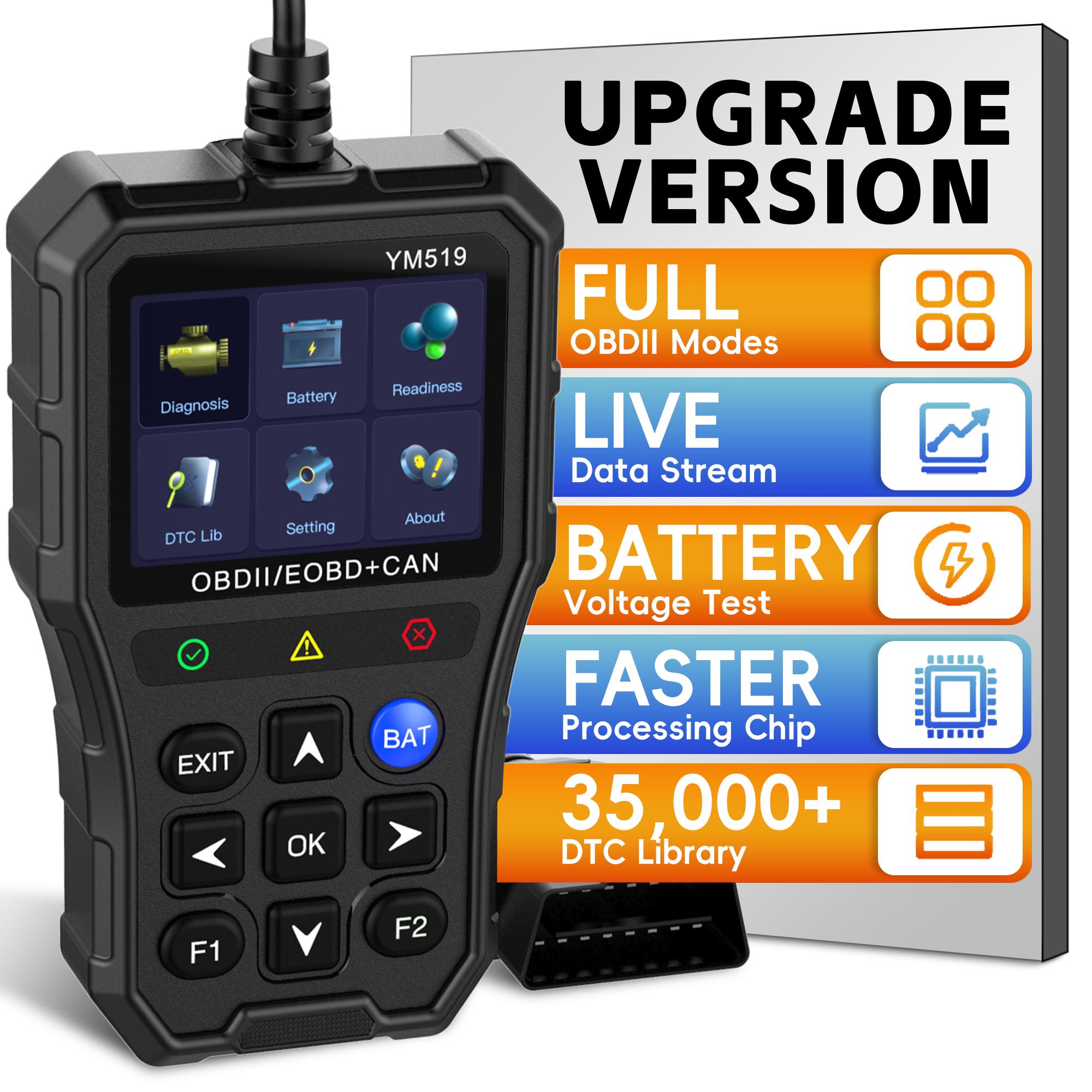 Upgraded Obd2 Scanner Code Reader, Car Diagnostic Scanner Full Obd2 and Can Modes, I/m Ready Check, Real-Time Data Monitoring, Dtc Library, Fits All Obd Ii Cars Since 1996