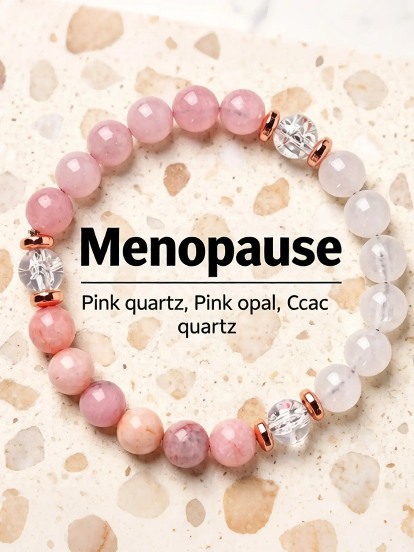 Meaningful Self-Care Gift for Mom - Elegant Pink Opal & Quartz Menopause Bracelet - Spiritual Healing Protection Jewelry for Her