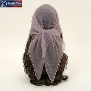 Sparkly Rhinestone Mesh Head Scarf for Women, Sheer Glitter Turban Head Wrap, Elegant Sequined Hair Kerchief, Lightweight Fashion Hair Accessory for Party, Wedding, Evening Events, Photoshoot Styling, Daily Chic Outfit and Special Occasion Wear