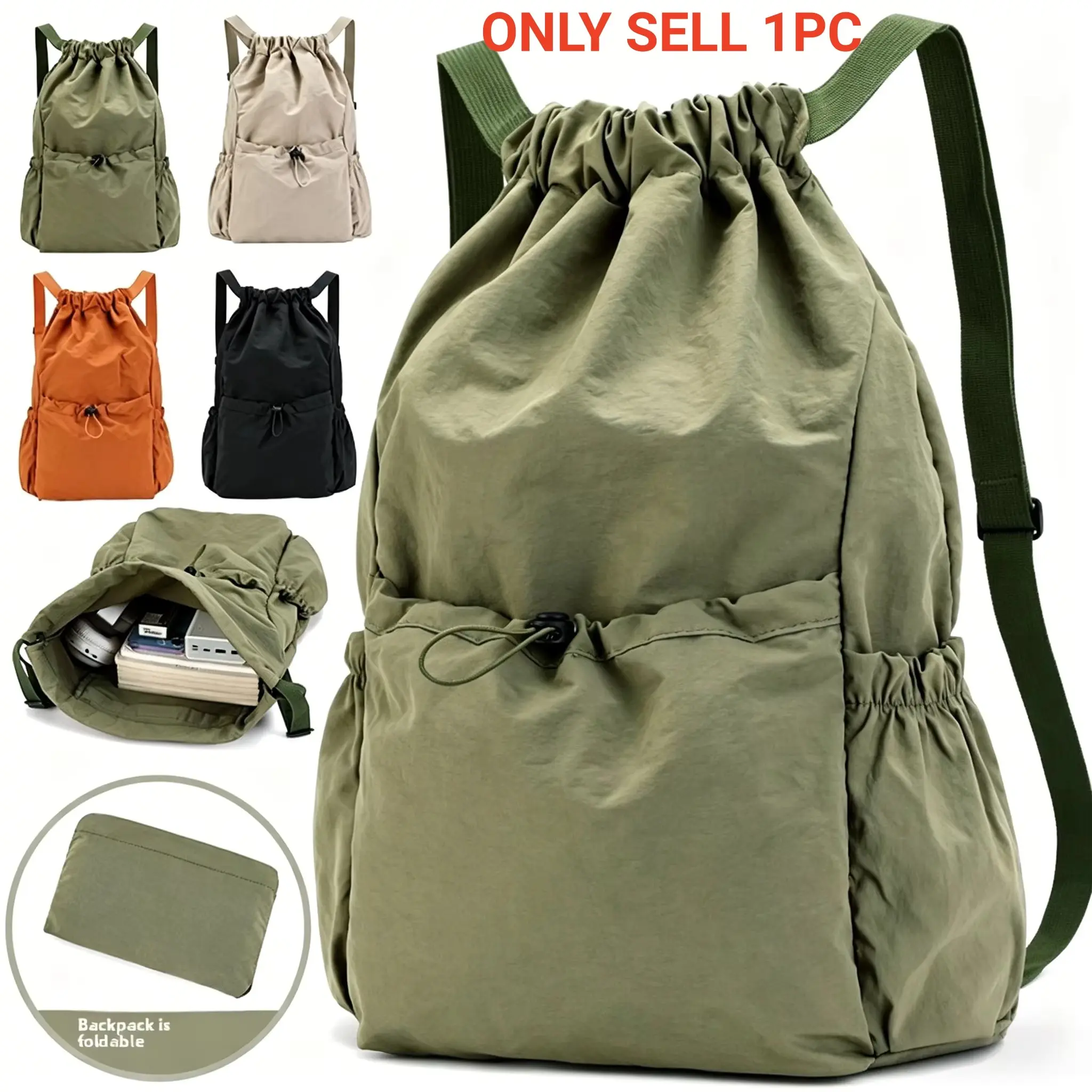 Foldable Drawstring Backpack, Backpack for Both Men and Women, Outdoor Fashionable Lightweight Backpack for Students, Lightweight, Easy To Store, Storeable, Is A Must-have for Short Trips and Outdoor Activities