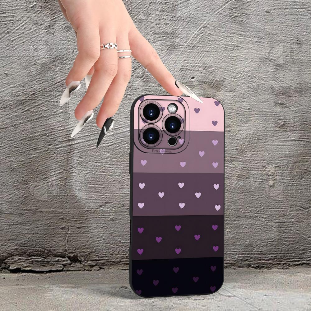 A mobile phone case featuring a gradient color heart theme pattern, TPU shockproof full protection case, suitable for iPhone 17/16/15/14/13/12/11 PRO MAX PLUS AIR E XS and PROMAX MINI, is an ideal gift for friends and family, MS2724