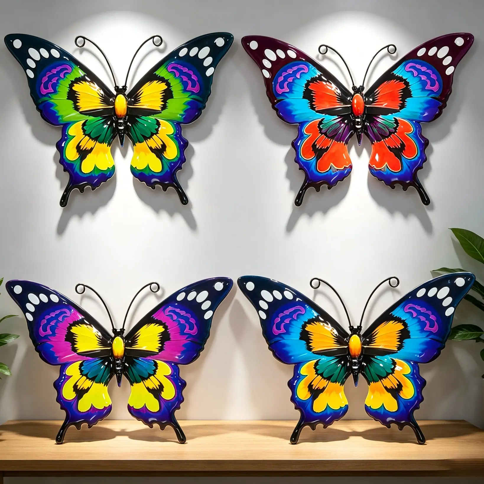 4 Pack Colorful Vibrant Metal Butterfly Wall Decor, Outdoor Fence Hanging Ornament for Home Garden Patio Living Room Balcony, Perfect Gift for Family Friends #MetalButterflyDecor #GardenWallArt #OutdoorOrnament #PatioDecor #WallSculpture
