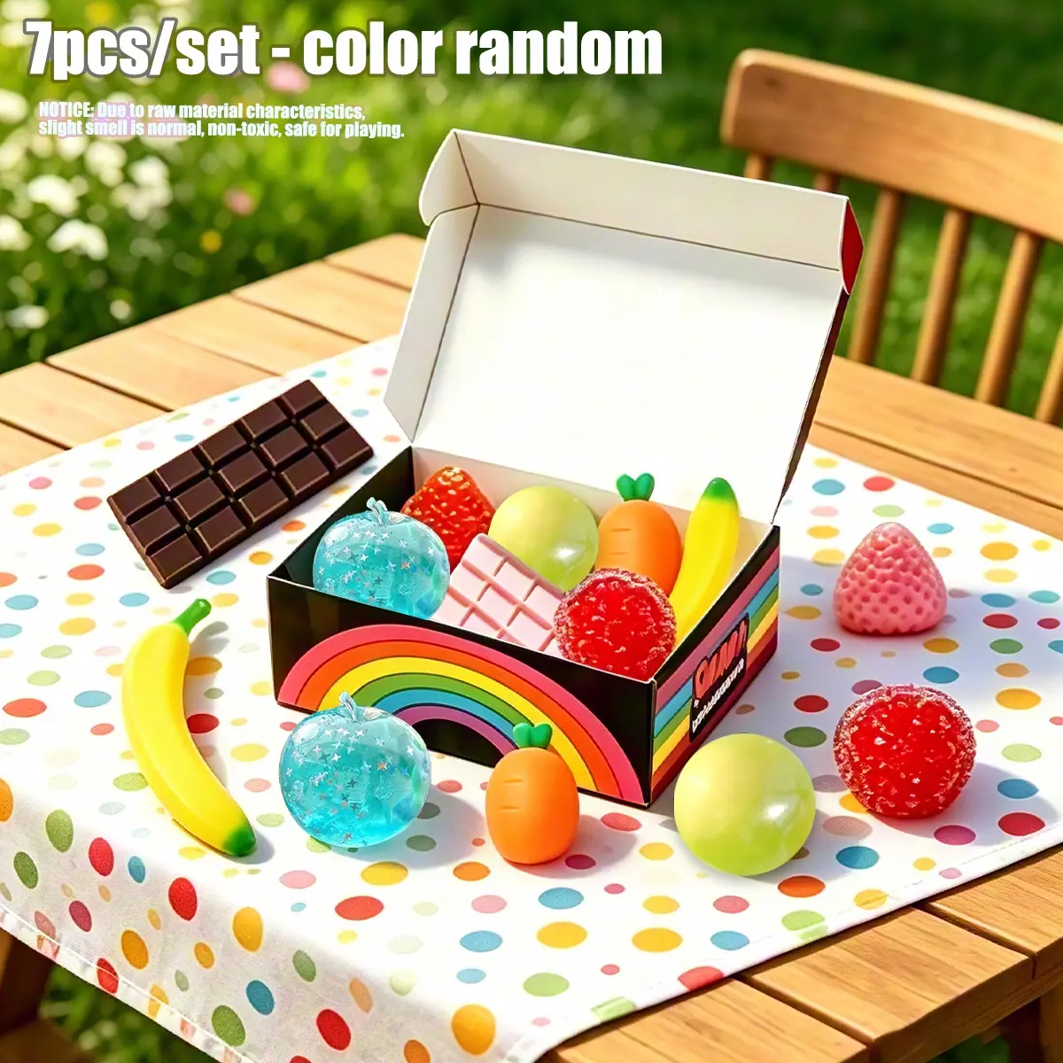 7pcs/set - Mystery and Novelty Blind Box Set, Children and Adults Release Stress Relief Toys, Sensory Set, Stress Relief Toys, Creative Slow Return Clip, Party Gifts, Soft Squeeze Toys, Can also be used as Office Placement Items