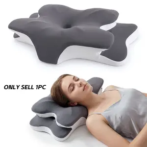 100% Memory Foam Butterfly Wing Pillow Memory Foam Cervical Neck Pillow Ergonomic Side Sleeping Pillow, Side Sleeping without Shoulder Pressing, Breathable in Four Seasons, Slow Rebound in 3 Seconds