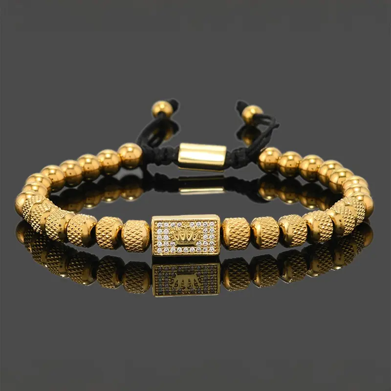 Men's Fashion Rhinestone Decor Bracelet, Adjustable Beaded Bracelet, Jewelry Gift for Thanksgiving, Christmas, Father's Day