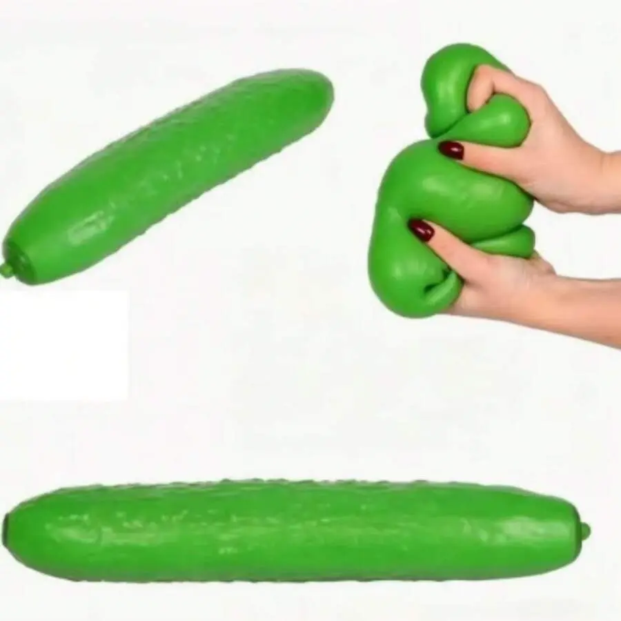 1pc Simulation Cucumber Shape Squishy Fidget Toy For Kids, Super Soft Stretchable Squeeze Stress Relief Toy, Funny Vegetable Prank Toy, Children Classroom Reward, Boys Girls Novelty Sensory Anti-Anxiety Play Gift