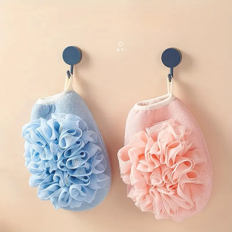2/4Pcs 2-in-1 Bath Glove Dual-Use Exfoliating Back Scrubber & Bath Sponge Fine Mesh Skin-Friendly Shower Mitt Non-Irritating for Women Men Double-Sided Foaming Bath Set Blue for Men Pink for Women Bathroom Supplies