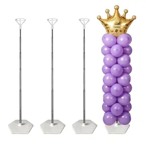 Adjustable Balloon Arch Stand Kit with Hexagon Base Telescopic Balloon Column Stand 2 Pack with Clips Pump Water Weight Bags for Wedding Birthday Party Decor