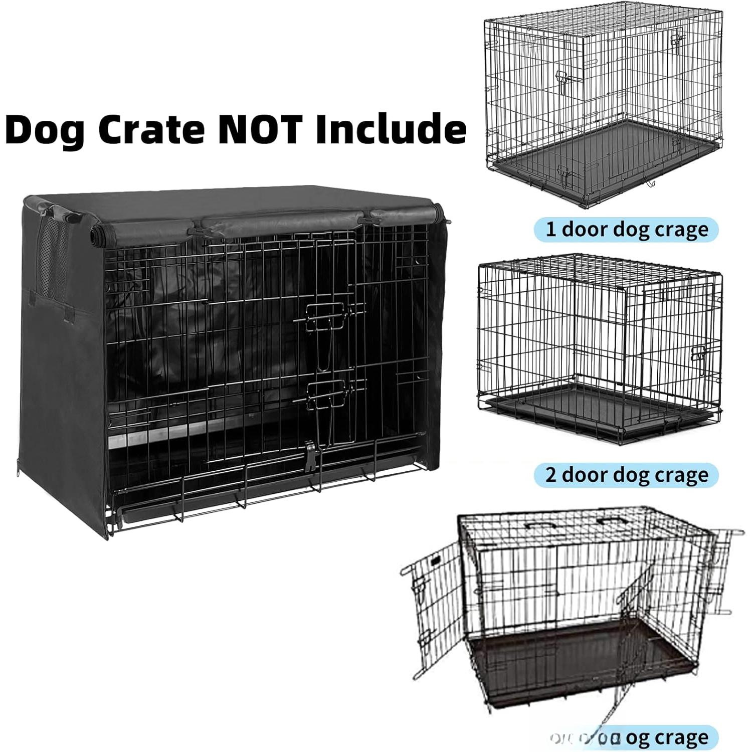 Crate Cover 48 inch XL  Kennel Outside Cover, Big  Cage for Large Dogs Wire with1 2 3 Doors,  600D Oxford Fabric Indoor/Outdoor Black( Crate NOT Included)
