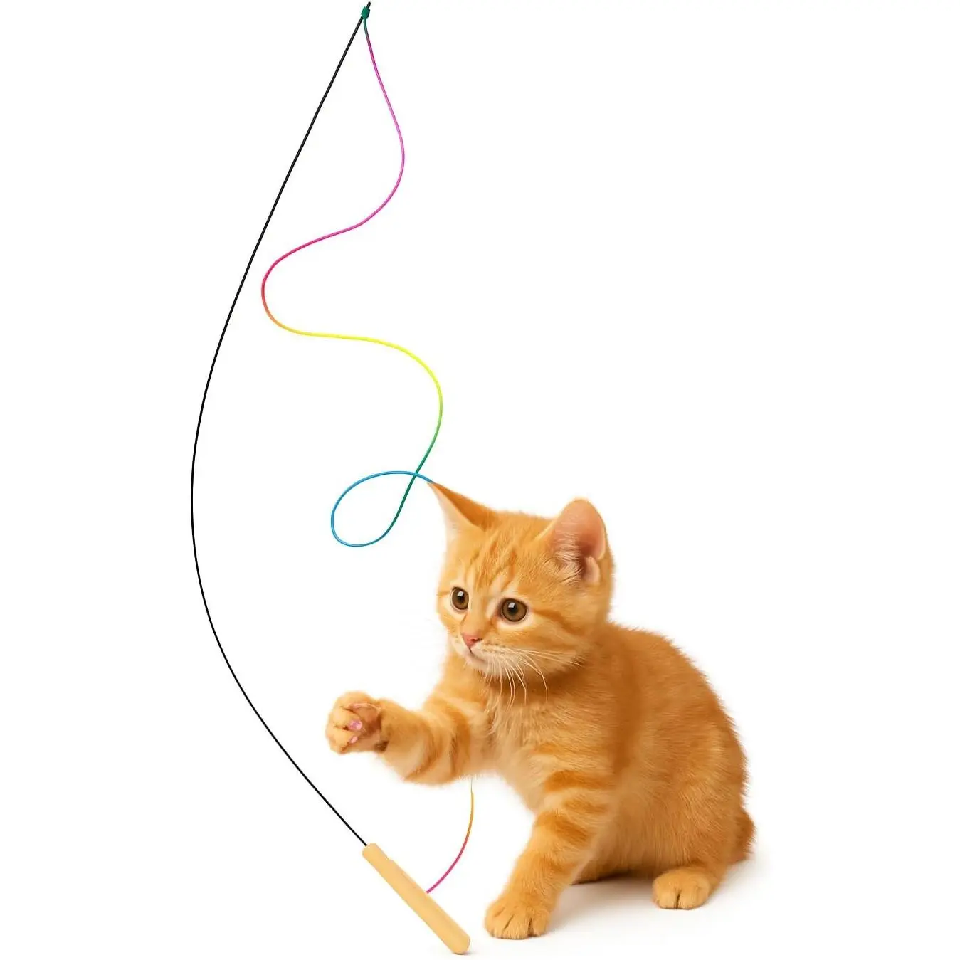 Wand  for Indoor Cats, 105” Extra Long Magical  Teaser Wand, Interactive   with Durable Nylon String, Elastic Wand for Exercise & Enrichment, Kittens to Senior Cats