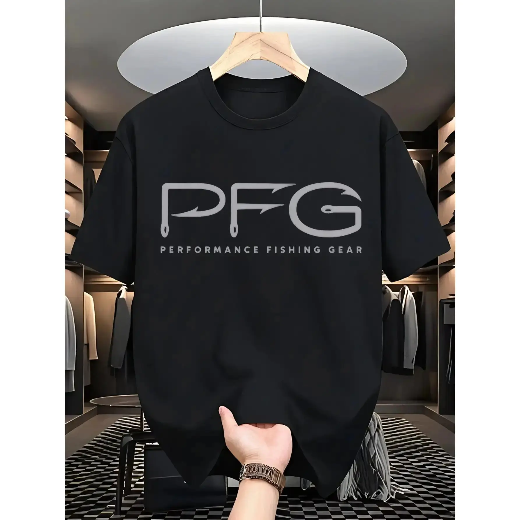 Menswear PFG Performance Fishing T-Shirt - Breathable Sweat Athletic Shortsleeve Fabric, Comfortable for Casual Outings, Ideal Father's Day Gift, Round Neck