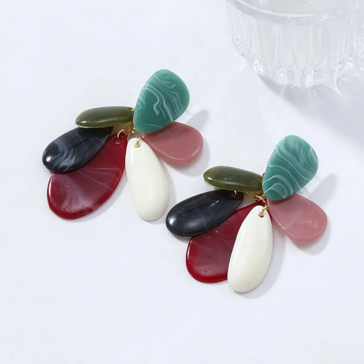 Women's Translucent Jelly Finish Vibrant Saturated Hues Bright Geometric Resin Statement Earrings - Lightweight Acrylic Dangle-Drop, Modern Shape, Bold Boho Everyday Creative Style, Summer Party Accessory, Female Gift, Colorful Earrings
