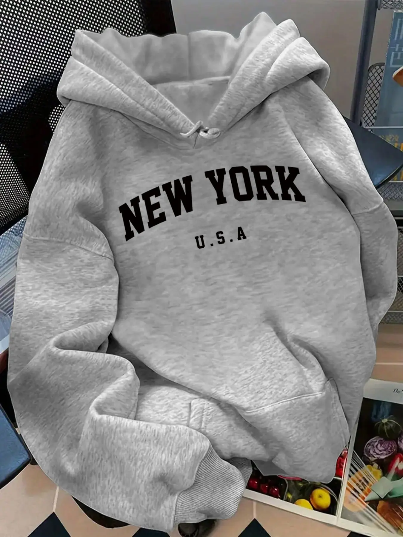 New York Letter Print Hoodie with Pockets, Women's Casual Sports Jacket, Comfortable and Stylish, Perfect for Daily Wear