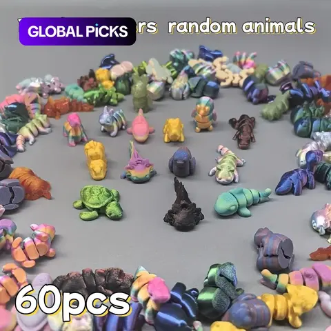 60-Piece 3D-Printed Animal Kingdom Model Set, Unique Animal Design Decorations for Room, Garden, Aquarium and Holiday Scenes, Home Decor Statues, Collectible Figurine, Decorative Figurines, Cute Animal Design #GLOBAL PICKS