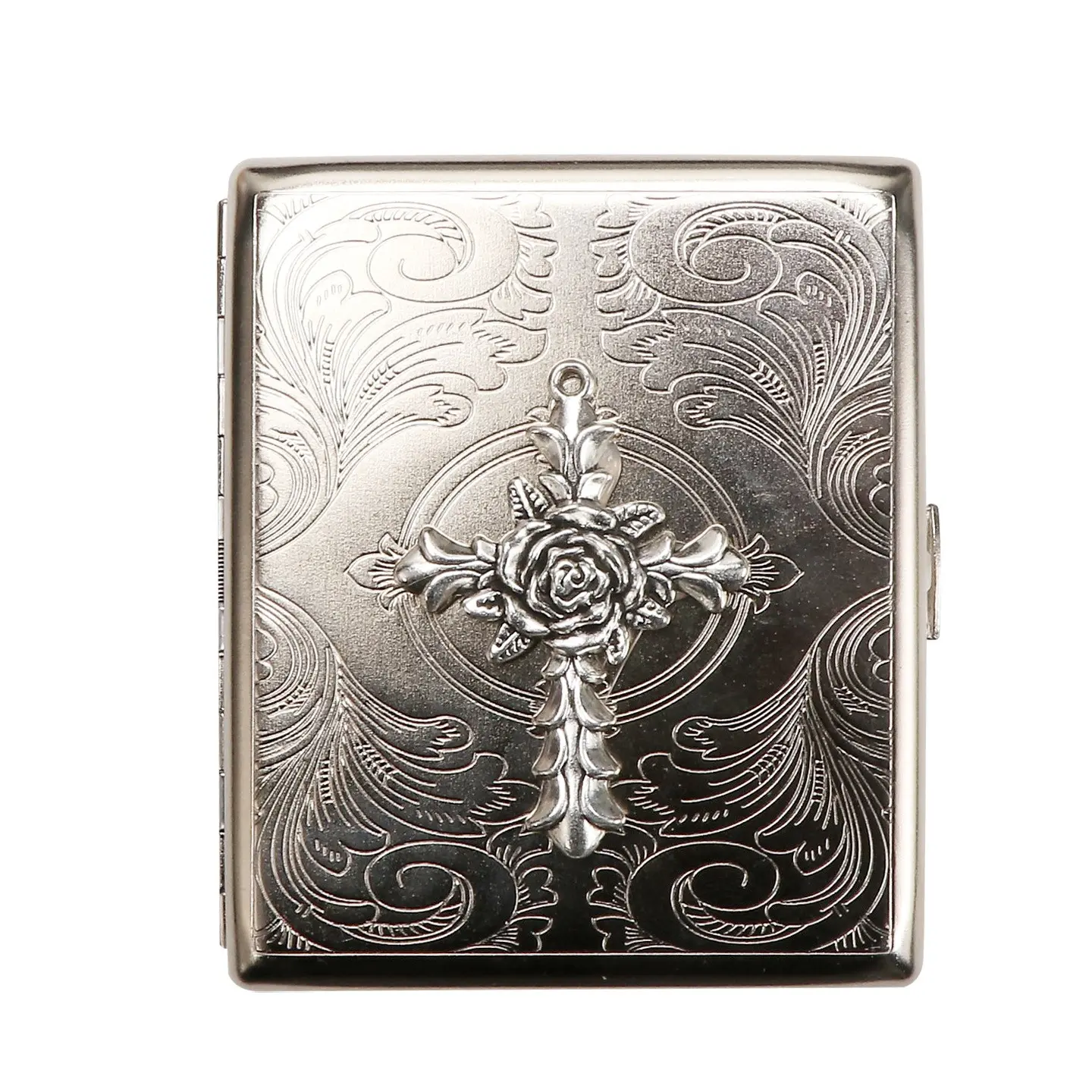 Retro Cigarette Case Victorian Style Metal Holder, Credit Card Holder Pocket Security Wallet, Large Rfid Protective Wallet with Etched Pattern