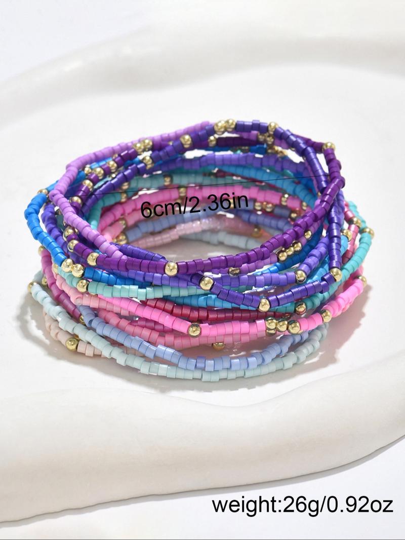 Boho Style Colorful Beaded Bracelet, Stackable Bracelets, Fashionable Jewelry for Women & Girls, Pride 2025, LGBTQ, Trendy All-match & Exquisite Jewelry for Birthday Gift