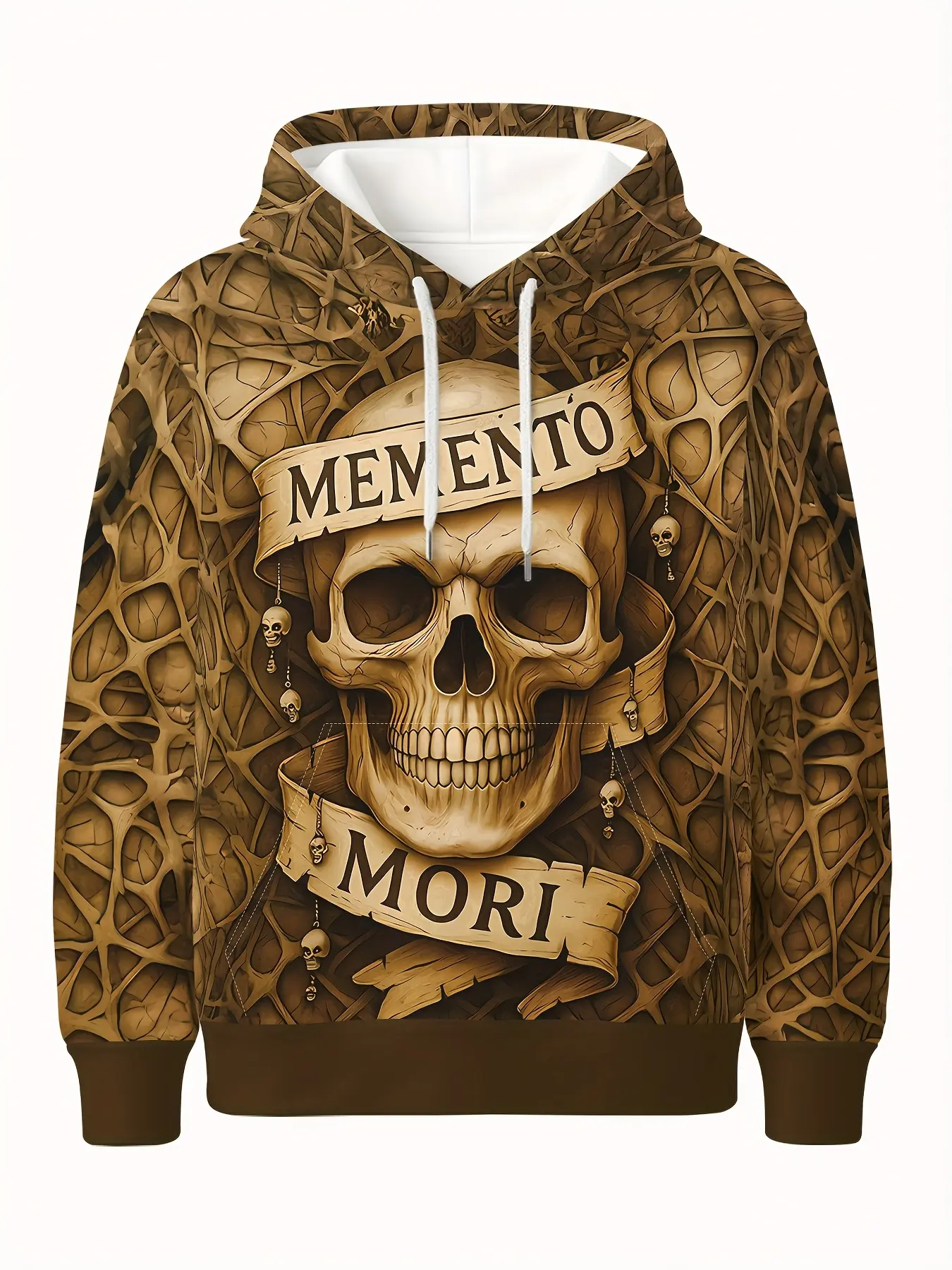 Men'S Hoodie Featuring a Memento Mori Skull Design | Gothic 3D Printed with a Rope Pocket | Long-Sleeved Streetwear | Perfect for Autumn Or Halloween Outfits