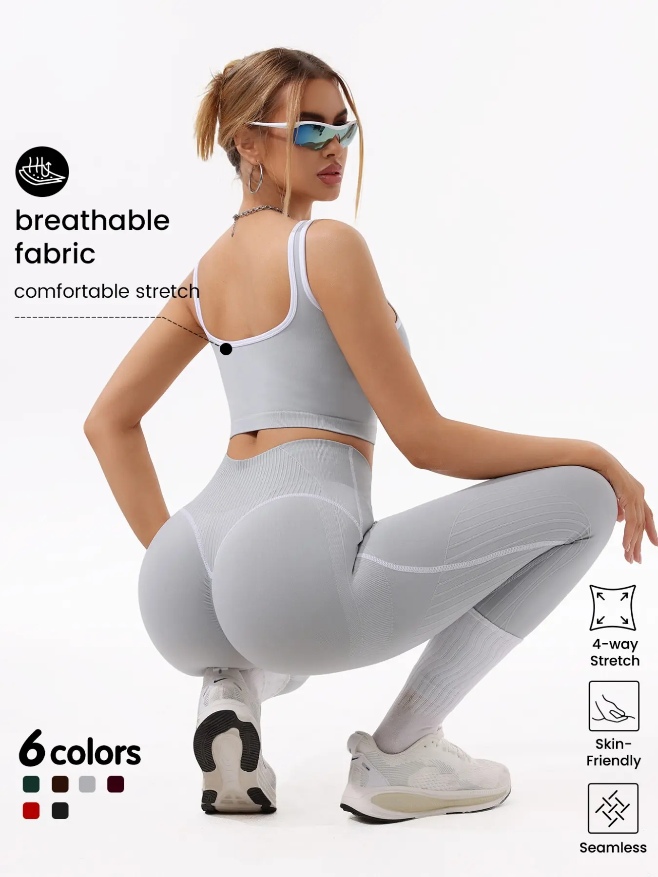 New Women's Sport Yoga Set, Lifts Chest, Shapes Body, Tucks Belly, Boosts Butt, Seamless Design, Seamless Yoga Outfits, Ideal for Outdoor Exercises, Running, Yoga