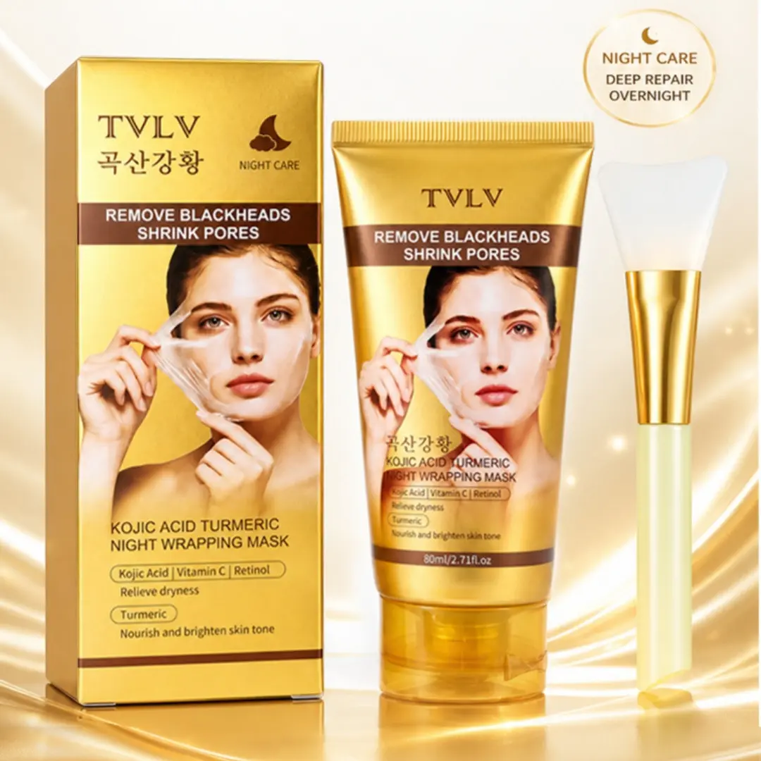 Curcumin Night Mask with Brush, Overnight Moisturizing Mask, Reduces Wrinkles and Sagging, Ideal Facial Care, Hydrating Peel off Mask