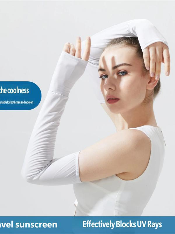 Unisex Solid Color Sun Protection Arm Sleeves, Breathable High Elasticity, Ideal for Outdoor Sports, Cycling and Running