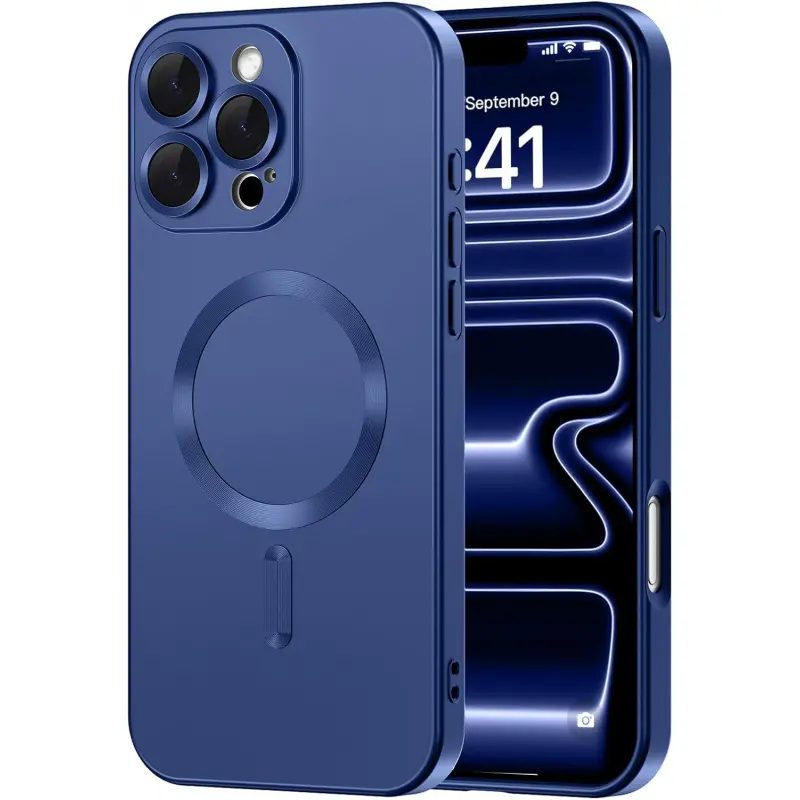 Magnetic Phone case for iPhone 17 16 15 14 13  Pro Max Plus Air,Phone Cases [Compatible with Magsafe] [Full Camera Protection]iPhone 17 Phone Case, Cute Slim Shockproof Bumper Soft Silicone Matte Metallic Lustre Phone Case for Women Men Girls
