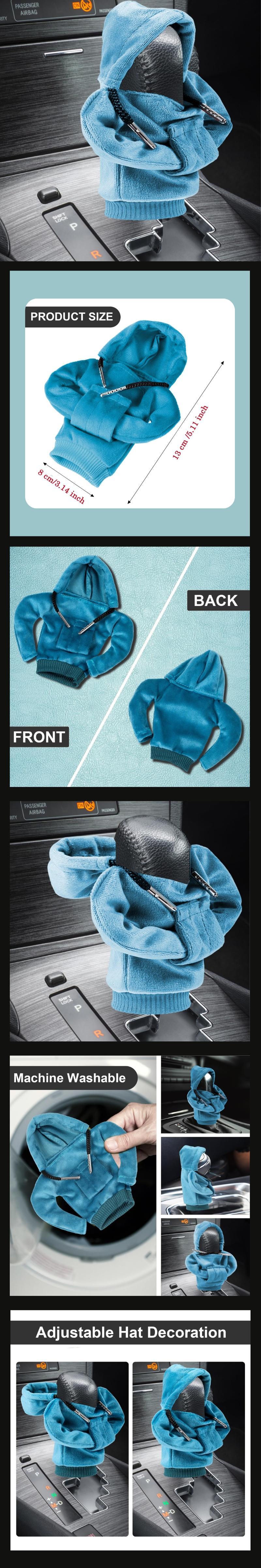 Hoodie Shaped Car Gear Shift Cover, Fashion Mini Car Shifter Decorative Cover, Soft Hooded Shirt Car Shifter Trim Accessories, Car Decoration, Cute Car Accessories for Girls & Boys