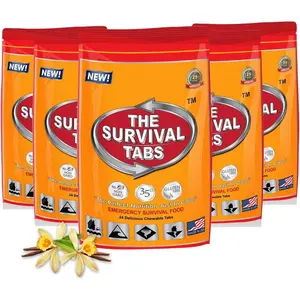 120 Tabs 10 Days Emergency Survival MRE Ready-to-Eat Snack Meals for Camping Travel Boating Biking Hunting Bugout Activities, Gluten Free Non-GMO 25 Years Shelf Life, Vanilla Malt Flavor