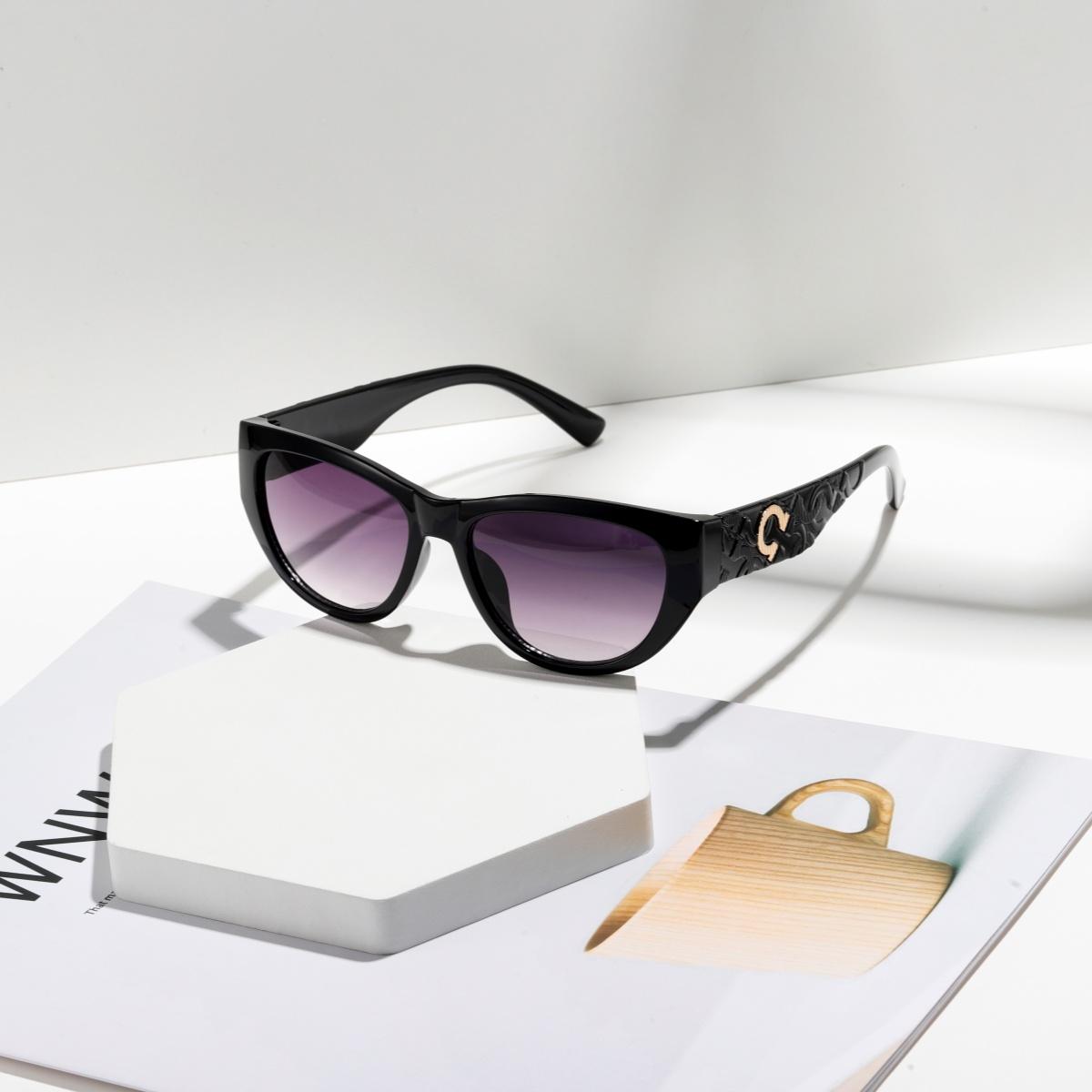 1Pc European and American Retro Ladies' Oval Frame Fashion Sunglasses, Trendy and Versatile, Lightweight Frame for Street Photog