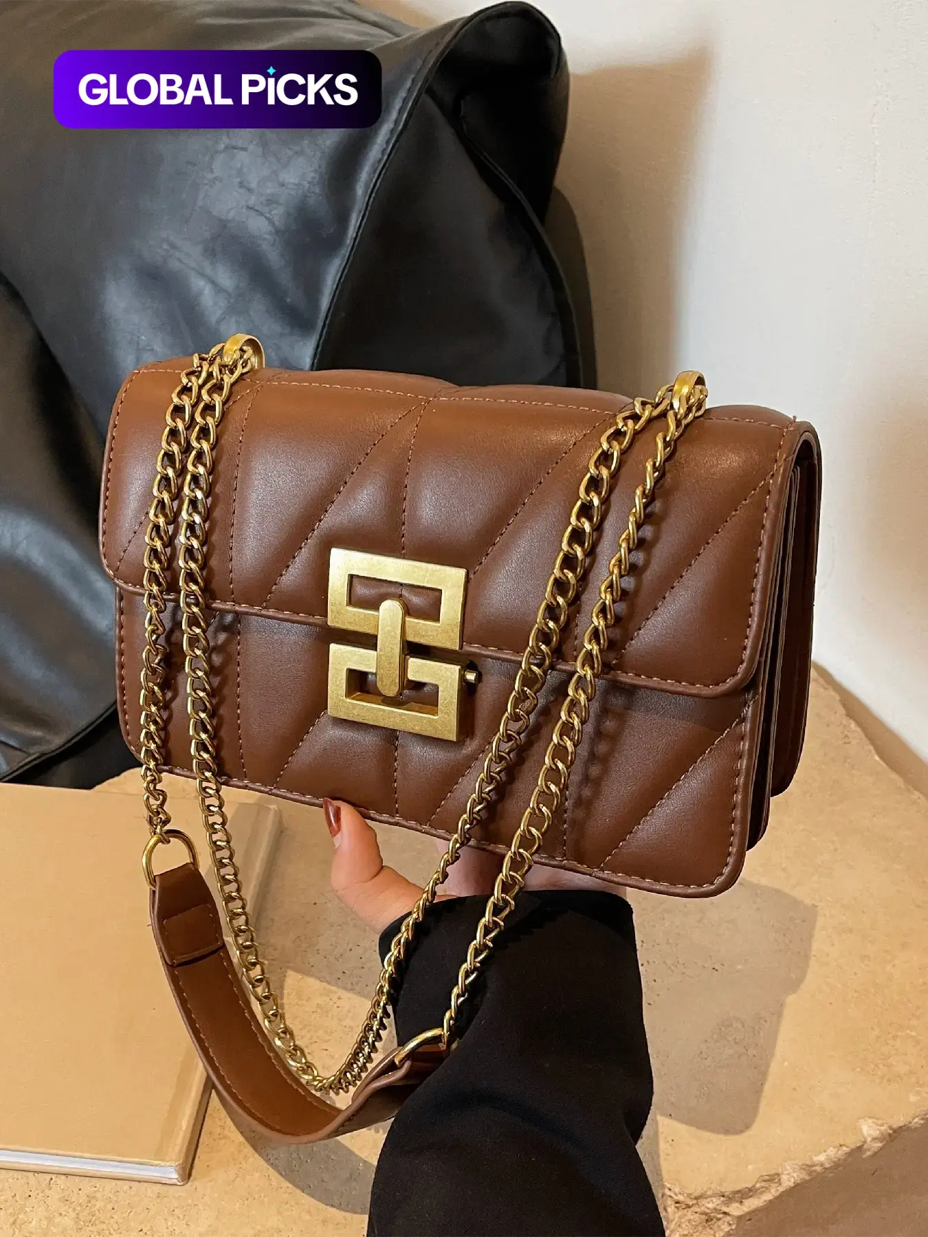 Fashion Chain Strap Quilted Pu Leather Square Bag, Simple Plain Fashionable Stylish Crossbody Bag with Shoulder Strap, Casual Handbag Shoulder Bag, Daily Commuting Crossbody Shoulder Purses for Women, Fashion Crossbody Bags