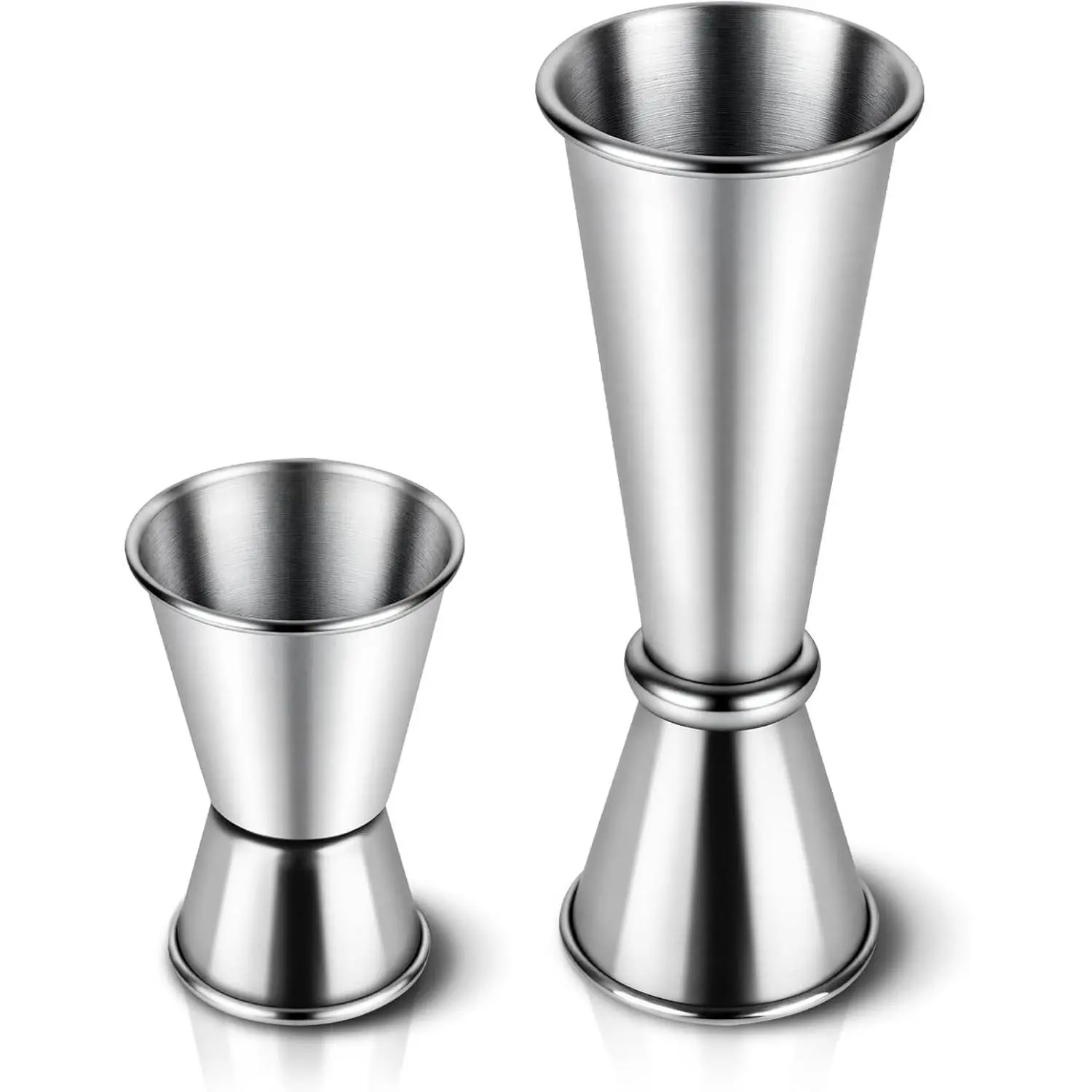 2-Pack Cocktail Jiggers Set, Japanese Premium 304 Stainless Steel Jigger for Bartending, Professional Double-Sided Bar Jigger Tools (0.5oz/1oz + 1oz/2oz)