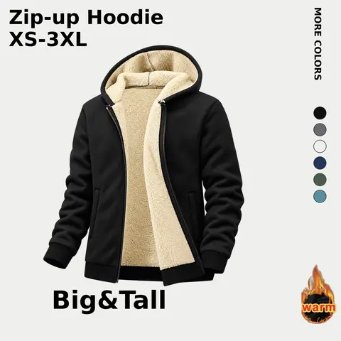 Men's Zip Up Flannel Shirt Jacket Fleece Lined with Hood，A fashionable and casual streetwear top suitable for autumn and winter seasons.thick fleece lining，s winter