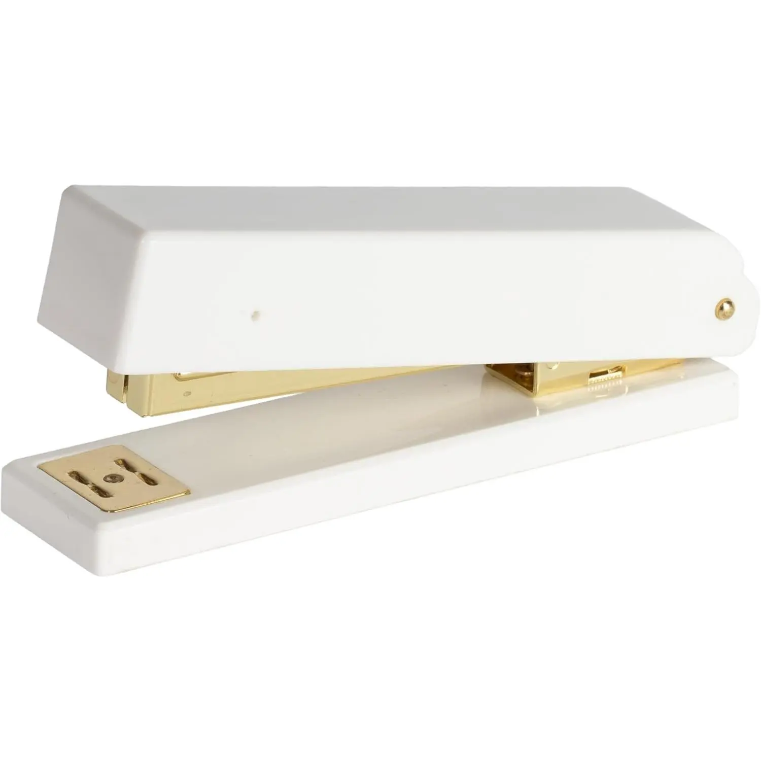 White and Gold Stapler | Chic Desktop Stapler with Smooth Metal Mechanism | Stylish Office Supply for Home, School & Work