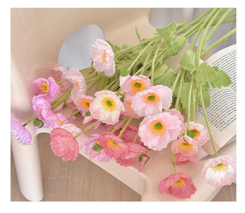 Poppies Artificial Flowers High-End Realistic Wedding Scene Arrangement Home Decoration Ornaments Artificial Silk Flowers Fake Flowers