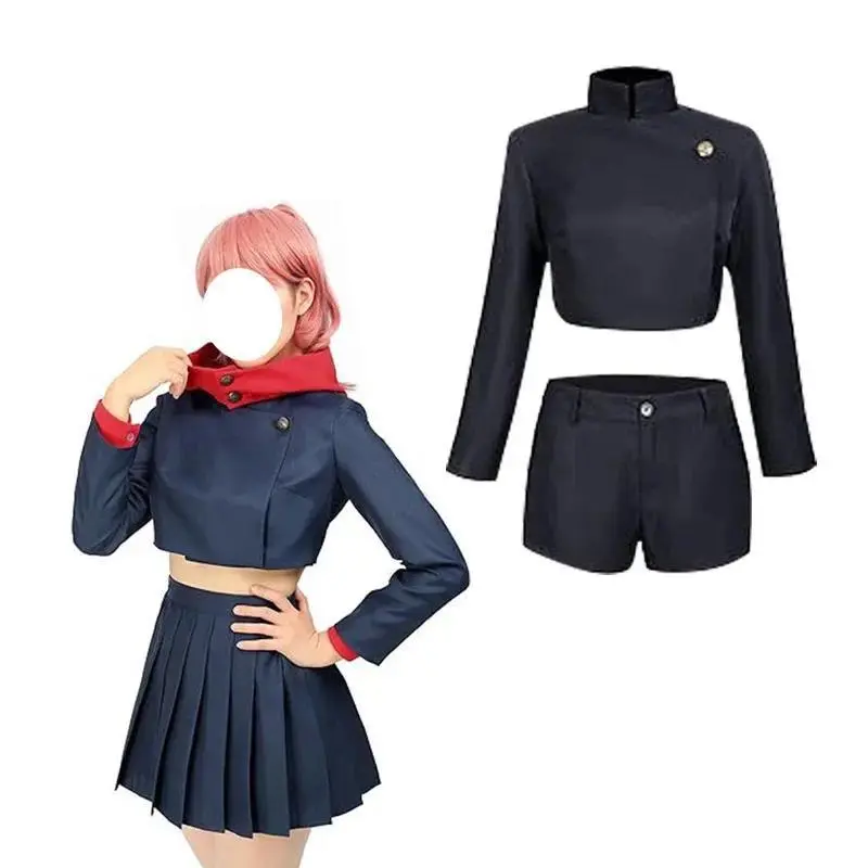 Women's Plus Size Jujutsu Kaisen Itadori Yuji 2-Piece Cosplay Set - Hoodie & JK Skirt Anime School Uniform, Festive Party Outfit for Halloween (Festive & Party Supplies)