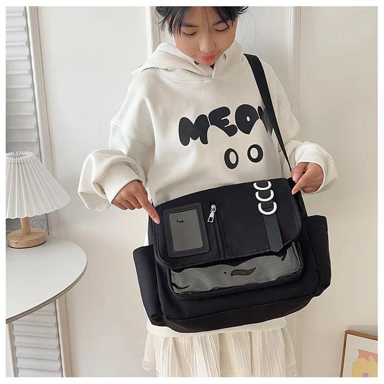 Y2K Japanese Harajuku School Bags for Girls New Transparent Itabag Shoulder Crossbody Bag DIY Badges Display Plate Ita Bag