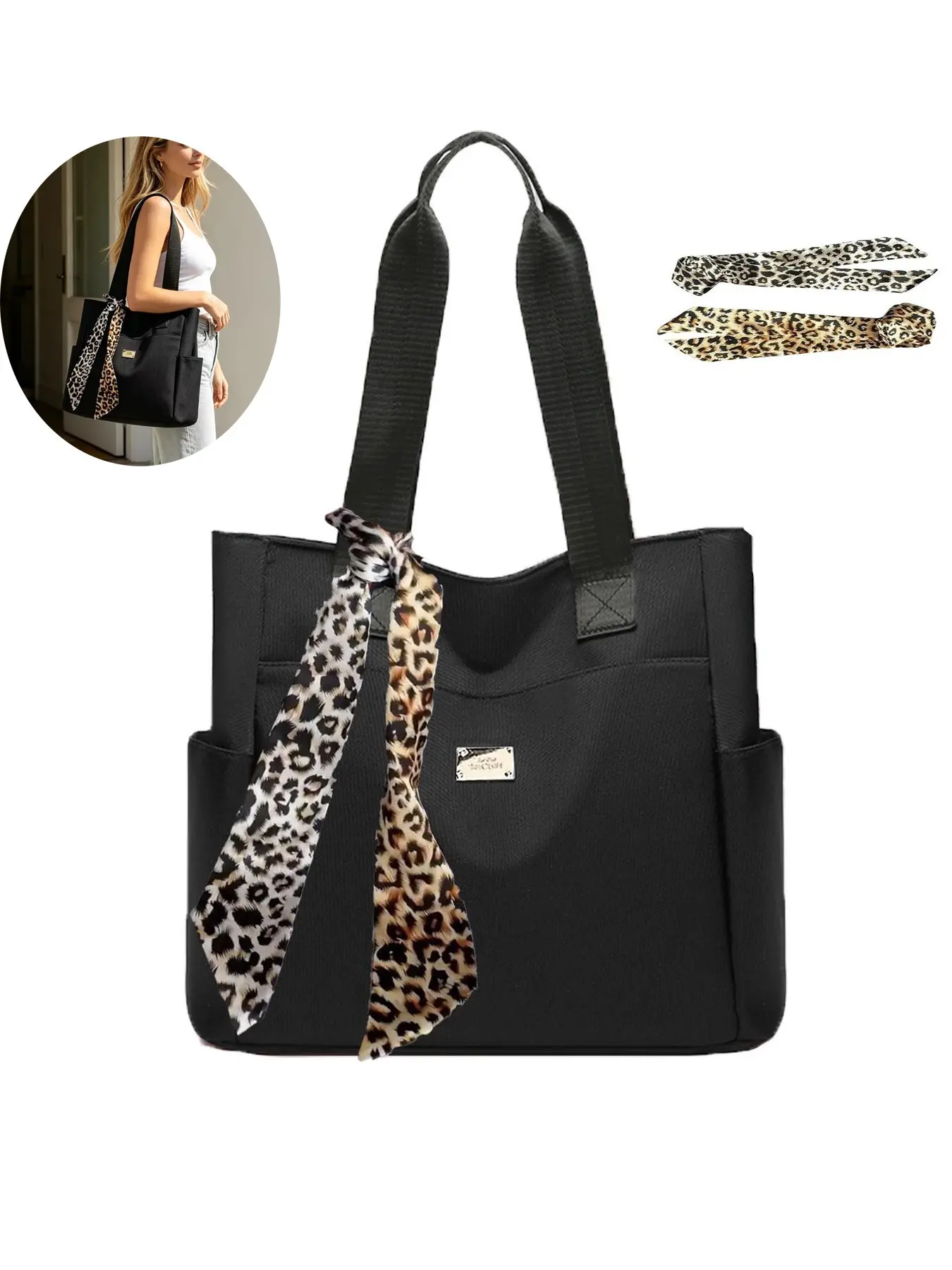 High-Quality Leopard Print Shoulder Strap Women's Tote Bag, Multi-Pocket Large Capacity Handbag, Perfect for Travel and Parties