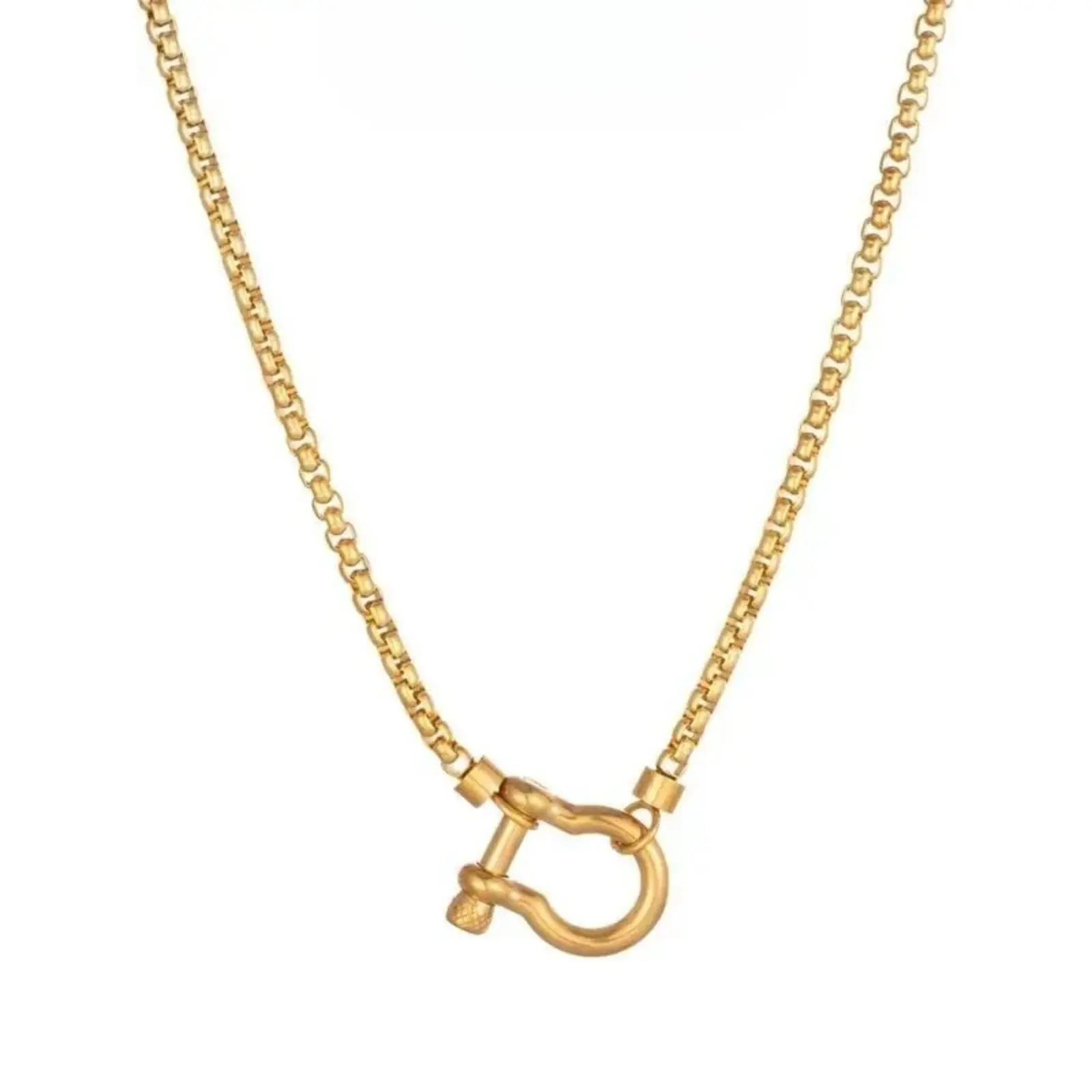 Waterproof Stainless Steel Chain Necklace, Unisex Casual Trendy Pendant Necklace, Fashion Jewelry for Party & Daily Wear, All-Match Exquisite Layering Necklace with Clasp, Perfect Birthday Gift