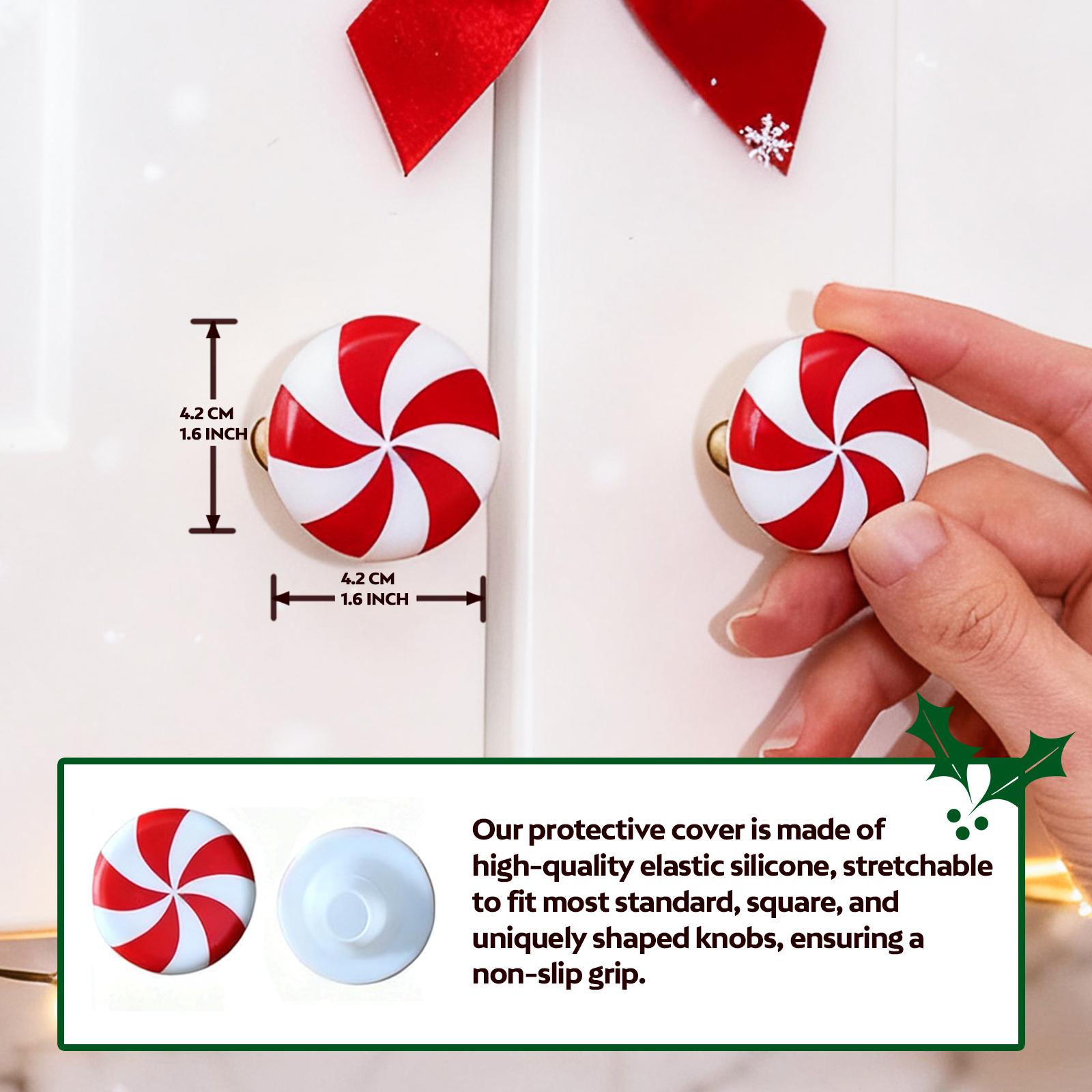 Christmas Knob Covers for Cabinets, 6/12/24/48 Pcs Holiday Decorative Handle Covers, Red & White Striped Stretchable Knob Covers for Kitchen, Bathroom, Dresser & Furniture Christmas Décor Christmas Knob Covers for Cabinets, 6/12/24/48 Pcs Holiday Decorative Handle Covers, Red & White Striped Stretchable Knob Covers for Kitchen, Bathroom, Dresser & Furniture Christmas Décor