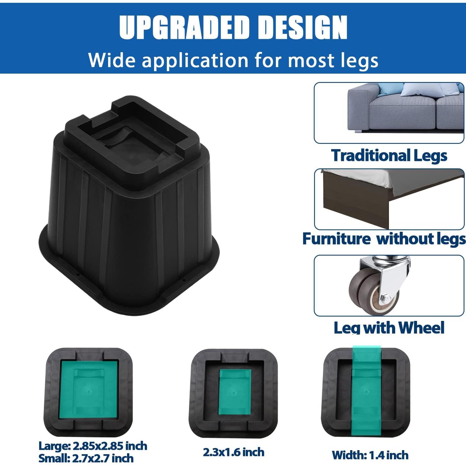 Bed Risers 8 Inch, Elevation in Height 3, 5, 8 inch, Stackable Bed Frame Risers, Heavy Duty Support Up to 6000 lbs Furniture Risers 8 Pack for Table, Couch, Desk, Chair