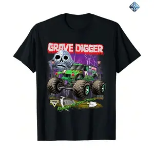 Grave Digger Monster Jam Graphic Tee, Vintage Monster Truck T-Shirt, Men's Black Short Sleeve, Monster Truck Lover Gift  graphic t-shirts good graphic tees men's graphic tees funny tshirt
