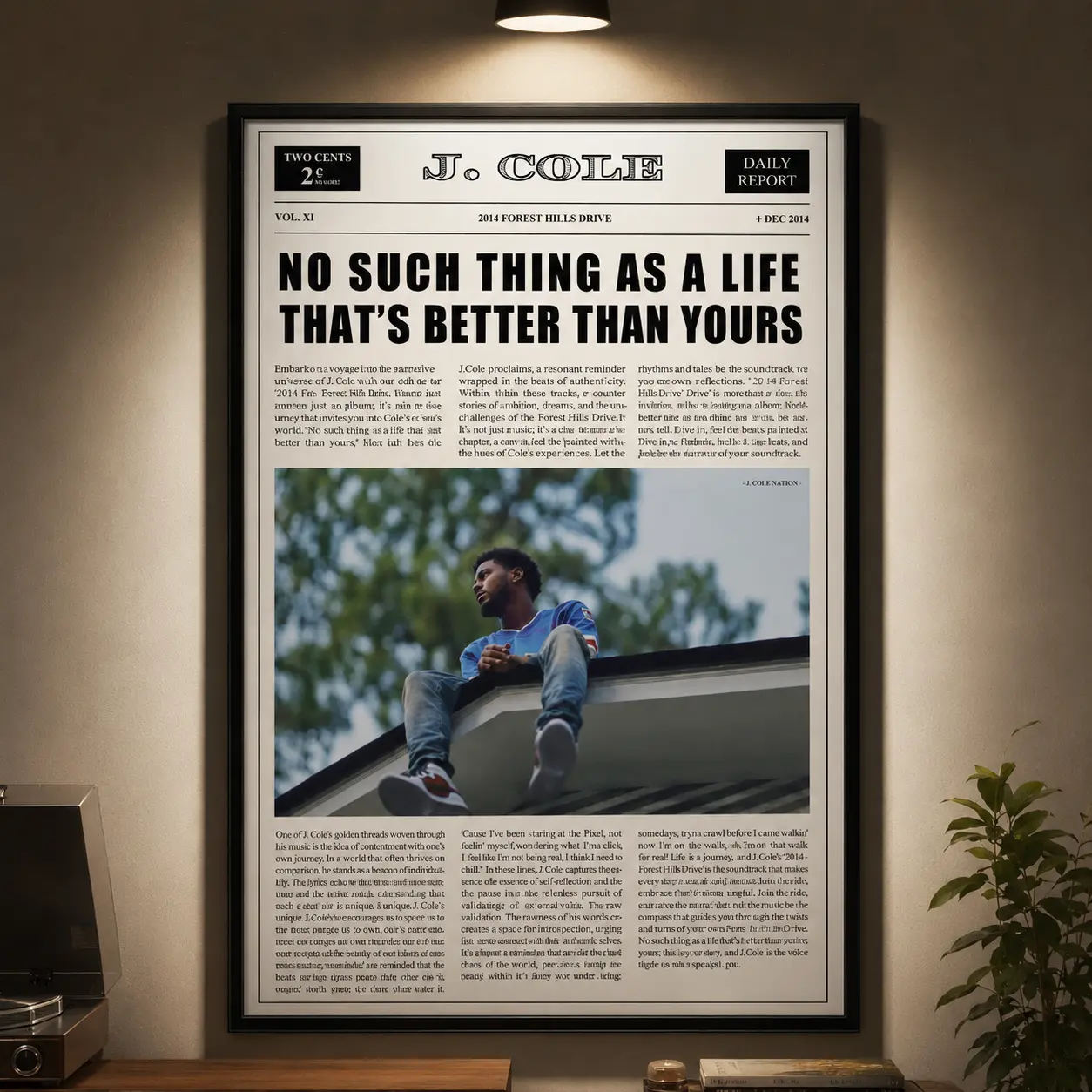 J. Cole Love Yourz Poster, Retro Album Cover Canvas Wall Art for Bedroom Living Room and Dorm, Hip Hop Music Print, Waterproof Canvas Wall Decor for Studio Office Man Cave, Gift for Rap Fans Men Teens, Modern Aesthetic Home Room Decoration