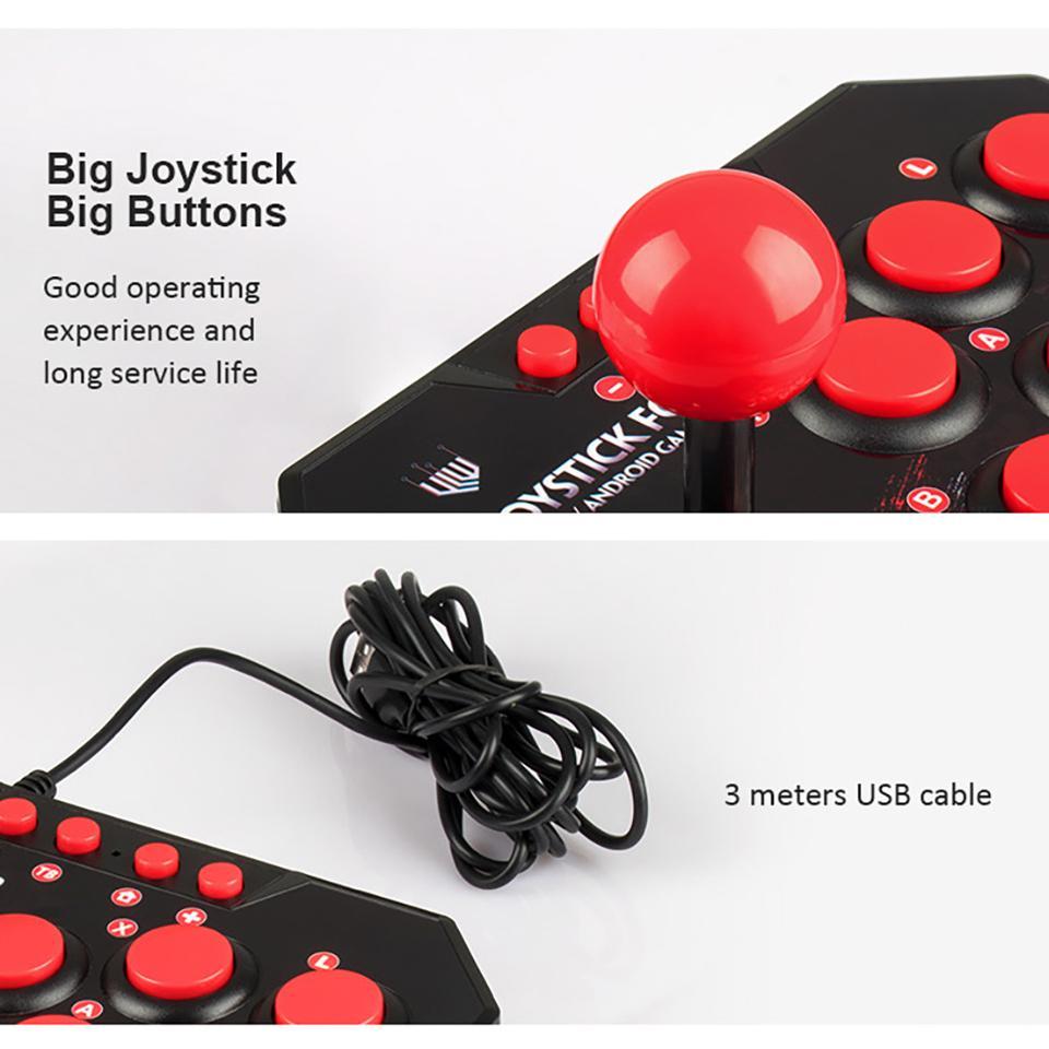 GAMINJA NS002 4 in 1 Retro Arcade Console Game Joystick, Rocker Fighting Controller, Wired Game Controller, Console Accessories for Nintendo Switch PS3 PC Android TV