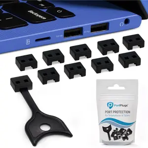 (10-Pack) USB-A Port Blockers - Key Lock USB Security to Help Prevent Data Theft - Removable Type-A Data Protection - Dust & Moisture Resistant Shield Black
