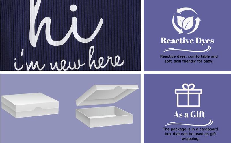 Baby Romper with Baby Mittens & Newborn Hats Footless Long Sleeve Solid Onesie Hi Im New Here