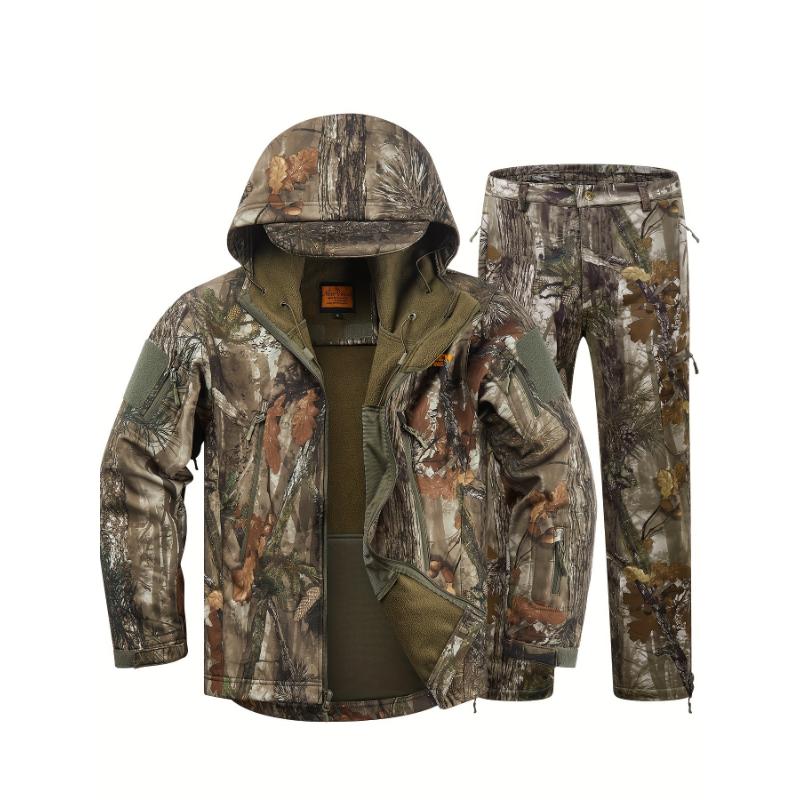 Hunting Clothes Men, Quiet Camo Hunting Jacket And Pants, Water Resistant Hunting Suit Deer Duck Bow Hunting