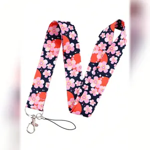 Multi-Color Sakura Lanyard for ID Cards and Keys, Cute Neck Strap for Credit Cards, Passports, Phone Accessories, Perfect Gift for Teachers