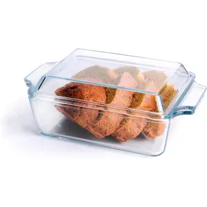 Rectangular Tempered Glass Casserole Baking Dish with Glass Cover 1 Liter Oven Freezer and Dishwasher Safe